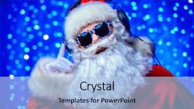 Presentation with christmas music - Beautiful slide deck featuring trance - dj santa claus in sunglasses backdrop and a light blue colored foreground