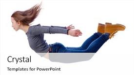  Presentation with falling person - Amazing PPT theme having trance - side view of woman backdrop and a white colored foreground