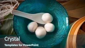  Presentation with rice - Beautiful slides featuring tranning - asian glutinous rice sticky dumplings backdrop and a ocean colored foreground