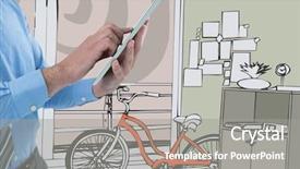  Presentation with using digital tablet - Slide set featuring tranning - man using a digital tablet background and a gray colored foreground