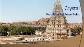  Presentation with hampi - Presentation theme featuring tranportation - stone temple of hampi town background and a sky blue colored foreground