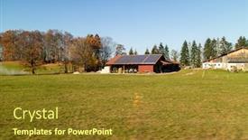  Presentation with autumn blue - Audience pleasing slide set consisting of tranquil-autumn-rural-landscape backdrop and a tawny brown colored foreground