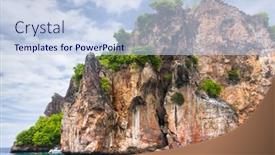  Presentation with tranquil - Slide deck having tranquil bay high cliff background and a sky blue colored foreground