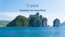  Presentation with tranquil - PPT theme having tranquil bay high cliff background and a light blue colored foreground