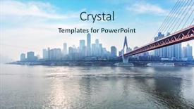  Presentation with blue sky - Amazing PPT theme having highway urban scene - tranquil cityscape of chongqing backdrop and a  colored foreground