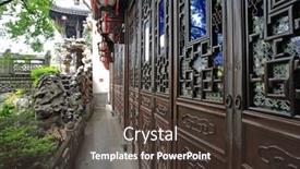  Presentation with chinese architecture - Audience pleasing presentation theme consisting of tranquil landscape of chinese ancient architecture backdrop and a tawny brown colored foreground