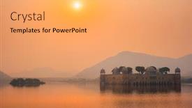  Presentation with serene - PPT theme featuring tranquil-morning-at-famous-indian background and a yellow colored foreground