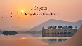  Presentation with tranquil - Theme having tranquil-morning-at-famous-indian background and a coral colored foreground