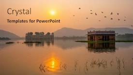  Presentation with morning sunrise - Presentation design featuring tranquil-morning-at-famous-indian background and a  colored foreground