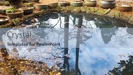  Presentation with tranquil - Amazing slide deck having tranquil-pond-with-colorful-fallen backdrop and a light blue colored foreground