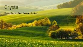  Presentation with tranquil - Slide deck having tranquil rural landscape in sunbeams beautiful sunlight on the wavy fields location place of south moravia czech republic europe photo of ecology concept discover the beauty of earth background and a yellow colored foreground
