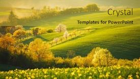  Presentation with tranquil - Presentation design consisting of tranquil rural landscape in sunbeams beautiful sunlight on the wavy fields location place of south moravia czech republic europe photo of ecology concept discover the beauty of earth background and a yellow colored foreground