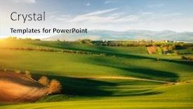  Presentation with tranquil - PPT layouts with tranquil rural landscape in sunbeams beautiful sunlight on the wavy fields location place of south moravia czech republic europe photo of ecology concept discover the beauty of earth background and a light blue colored foreground