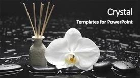  Presentation with tranquil spa - PPT theme featuring tranquil spa scene - aromatherapy oil and candle with orchid background and a dark gray colored foreground