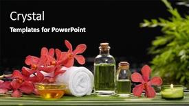  Presentation with tranquil spa - PPT theme with tranquil-spa-scene-pink-orchid background and a black colored foreground