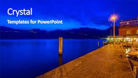  Presentation with tranquil - Cool new slide deck with tranquil sunset and evening illuminations of the beautiful town of malcesine on lake garda in italy backdrop and a dark gray colored foreground