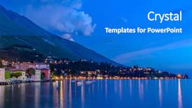  Presentation with tranquil - Amazing slide set having tranquil sunset and evening illuminations of the beautiful town of malcesine on lake garda in italy backdrop and a cobalt blue colored foreground