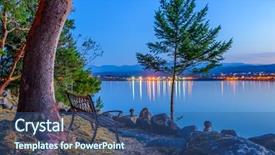  Presentation with tranquil - PPT layouts enhanced with tranquil sunset and evening illuminations of the beautiful town of nanaimo on pacific ocean in vancouver canada background and a ocean colored foreground