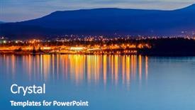  Presentation with tranquil - Beautiful slides featuring tranquil sunset and evening illuminations of the beautiful town of nanaimo on pacific ocean in vancouver canada backdrop and a teal colored foreground