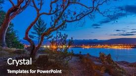  Presentation with tranquil - Audience pleasing theme consisting of tranquil sunset and evening illuminations of the beautiful town of nanaimo on pacific ocean in vancouver canada backdrop and a wine colored foreground