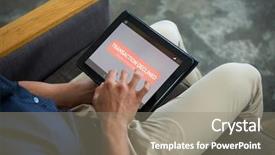  Presentation with using digital tablet - Theme featuring transaction declined text on mobile background and a gray colored foreground