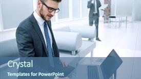  Presentation with financial analysis - Cool new PPT theme with transactional analysis - businessman analyzing the results backdrop and a ocean colored foreground