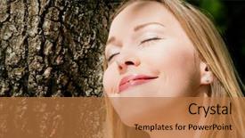  Presentation with tree templaze - Colorful slide deck enhanced with transcend - girl cuddling a tree backdrop and a  colored foreground