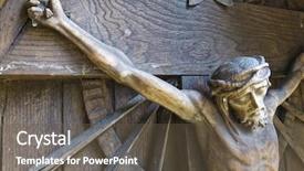  Presentation with christ - Presentation design with transcend - sculpture christ on the cross background and a tawny brown colored foreground