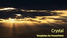  Presentation with sun breaking through clouds - Presentation theme with transcend - sun rays breaking background and a tawny brown colored foreground