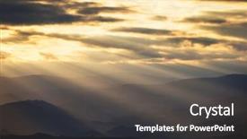  Presentation with sun breaking through clouds - PPT theme featuring transcend - sun rays breaking background and a dark gray colored foreground