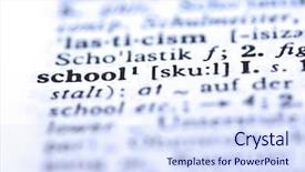  Presentation with dictionary - Beautiful presentation featuring teaching english - macro of the word school backdrop and a sky blue colored foreground
