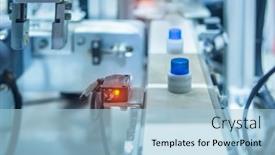  Presentation with machine assembly - PPT theme consisting of transducer-on-industrial-machine-robot background and a light blue colored foreground