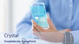  Presentation with transparent electronics - Cool new theme with transeparent electronics - business technology and people concept backdrop and a sky blue colored foreground