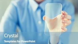  Presentation with transparent electronics - Slides enhanced with transeparent electronics - business technology and people concept background and a teal colored foreground