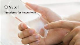  Presentation with transparent electronics - Audience pleasing slide set consisting of transeparent electronics - close up of male hand backdrop and a lemonade colored foreground