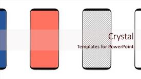  Presentation with electronics white - PPT theme consisting of transeparent electronics - set of 4 bezel-less smartphones background and a lemonade colored foreground