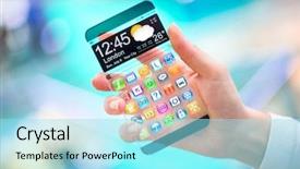  Presentation with humanity - Presentation theme featuring transeparent electronics - smart phone phablet background and a arctic colored foreground