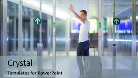  Presentation with saying goodbye - Audience pleasing PPT layouts consisting of transfer - young female passenger backdrop and a light blue colored foreground