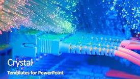  Presentation with data transfer - PPT theme with transfer by optical fibre information background and a cobalt blue colored foreground