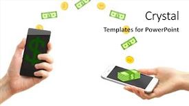  Presentation with money online - PPT theme consisting of transfer money - modern technology and online transaction background and a white colored foreground