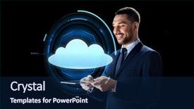  Presentation with cloud computing - PPT theme having transfer projects - business people cloud computing background and a navy blue colored foreground