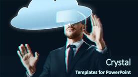  Presentation with augmented reality business - Colorful presentation theme enhanced with transfer projects - business technology augmented reality backdrop and a navy blue colored foreground