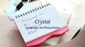  Presentation with debt management text - PPT theme featuring transform systems - notebook with written text management background and a sky blue colored foreground