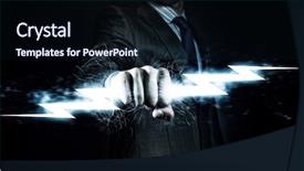  Presentation with transformation - Beautiful PPT layouts featuring energy transformation - businessman holding lightning in fist backdrop and a wine colored foreground