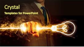  Presentation with transformation - Presentation theme featuring energy transformation - businessman holding lightning in fist background and a wine colored foreground