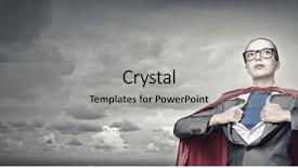  Presentation with superhero businesswoman - Theme enhanced with transformation leader - businesswoman wearing red cape background and a light gray colored foreground
