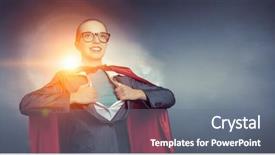  Presentation with transformation - Colorful slide deck enhanced with transformation leader - concept of be super backdrop and a gray colored foreground