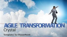  Presentation with transformation - Beautiful PPT layouts featuring transformational - agile transformation concept with businessman backdrop and a light blue colored foreground