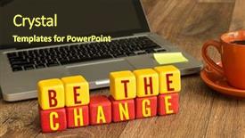  Presentation with leadership change - Colorful slide deck enhanced with transformational leadership - be the change written backdrop and a tawny brown colored foreground