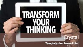  Presentation with transform - PPT layouts with transformational leadership - business man holding a tablet background and a tawny brown colored foreground